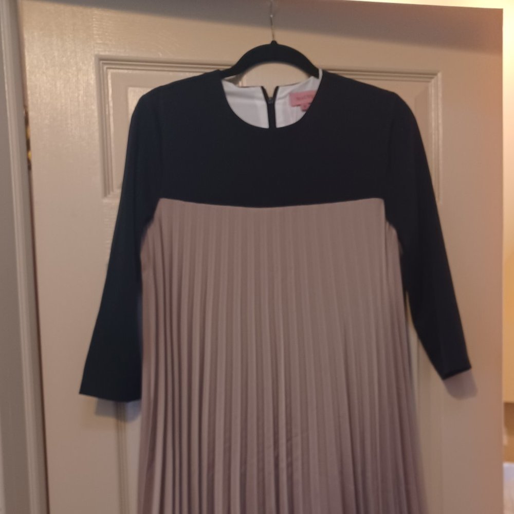 Mauve Accordion Pleated Color Block Long Sleeve M… - image 2